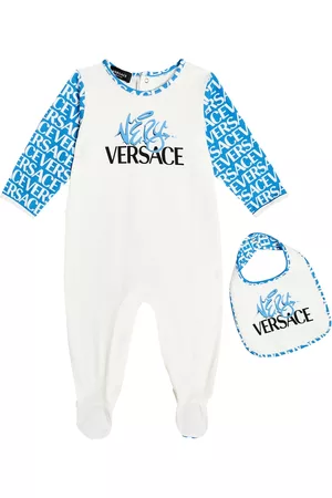 VERSACE Baby cotton-blend printed onesie and bib set