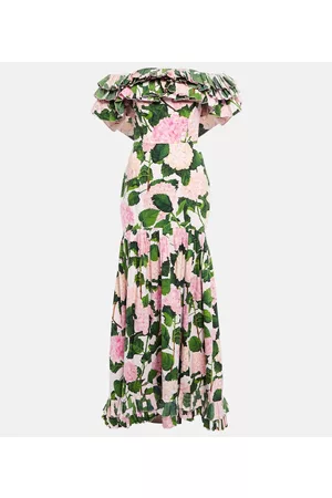Oscar de la Renta Women Party Dresses - Floral ruffled gown