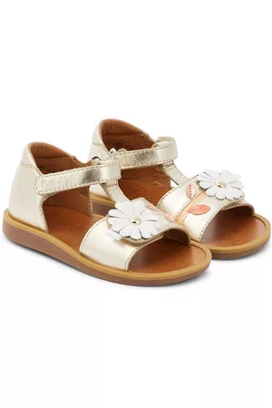 Pom d'Api Girls Sandals - Poppy Daisy metallic leather sandals