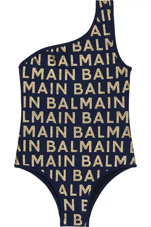 Balmain Logo one-shoulder swimsuit