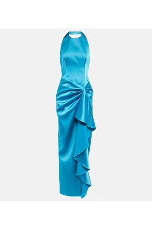 Rasario Women Party Dresses - Halterneck draped satin gown