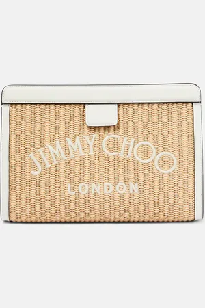 Jimmy Choo Avenue logo raffia clutch