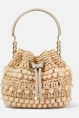 Jimmy Choo Bon Bon embellished raffia bucket bag