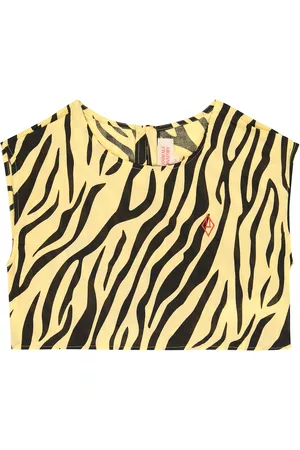 The Animals Observatory Girls Tops - Baboon zebra-print cotton top