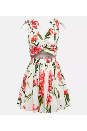Dolce & Gabbana Women Printed Dresses - Floral cotton poplin minidress