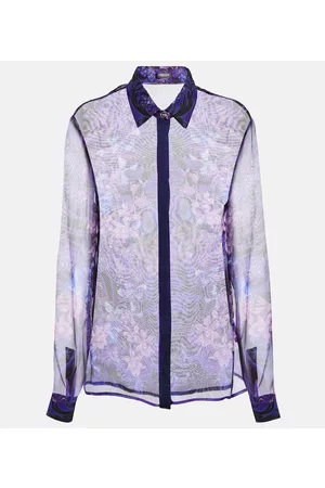 VERSACE Women Tops - Floral silk chiffon shirt