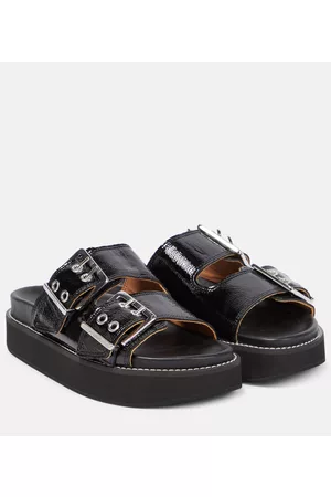 Ganni Buckle leather flatform sandals