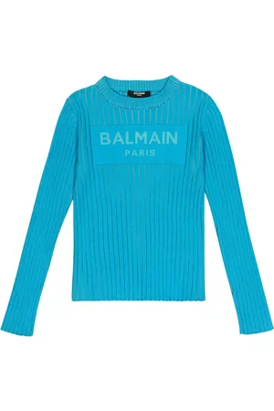 Balmain Girls Long Sleeve - Ribbed-knit cotton sweater
