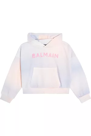 Balmain Girls Hoodies - Logo cotton jersey hoodie
