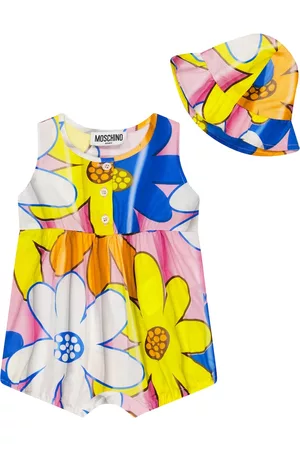 Moschino Baby floral playsuit and hat set