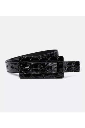 Saint Laurent Women Belts - Croc-effect patent leather belt