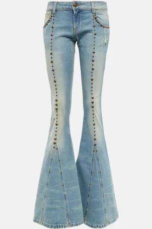 BLUMARINE Embellished low-rise flared jeans