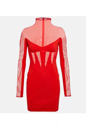 MUGLER Women Party Dresses - Tulle-trimmed minidress
