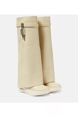 Givenchy Women Knee High Boots - Shark lock leather knee-high boots