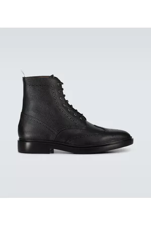 Thom Browne Men Ankle Boots - Leather wingtip ankle boots