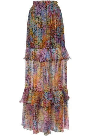 Dundas Printed metallic silk maxi skirt