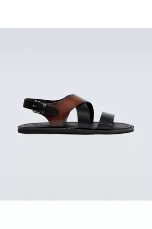 Berluti Men Sandals - Sifnos Scritto leather sandals