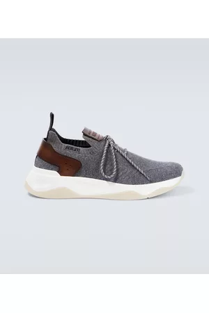 Berluti Men Knit Shoes - Shadow cashmere knit sneakers