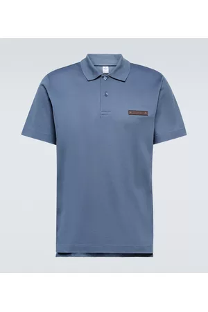 Berluti Men Polo Shirts - Leather-detail cotton piquÃ© polo shirt