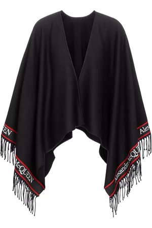 Alexander McQueen Women Shawls - Logo intarsia wool and cashmere shawl