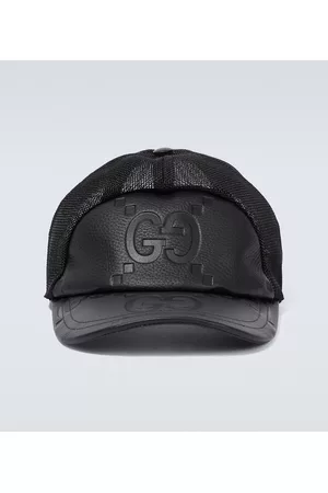 Gucci Men Caps - Jumbo GG leather and mesh baseball cap