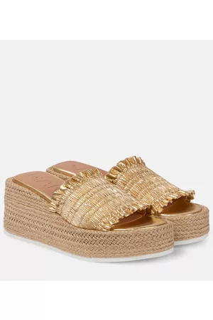 Ganni Women Casual Shoes - Smock platform espadrille slides