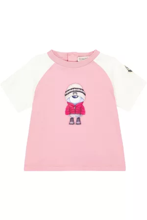 Moncler Long Sleeve Polo Shirts - Baby printed cotton-blend T-shirt