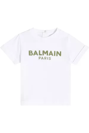Balmain Long Sleeve Polo Shirts - Baby logo cotton jersey T-shirt