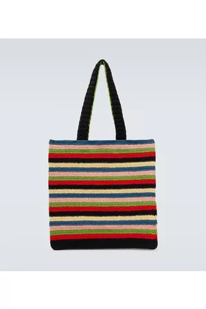 BODE Men 17 Inch Laptop Bags - Village Stripe crochet tote bag