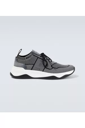 Berluti Men Designer sneakers - Shadow knitted and leather sneakers