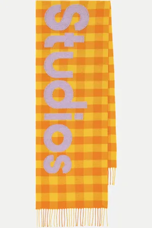 Acne Studios Logo checked wool-blend scarf