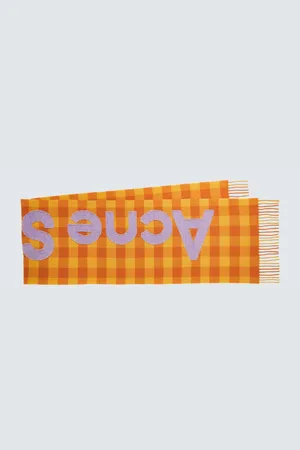 Acne Studios Logo checked wool-blend scarf