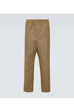 Gucci Monogram-print Drawstring Trousers in Brown for Men