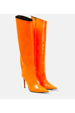 Orange 2024 leather boots