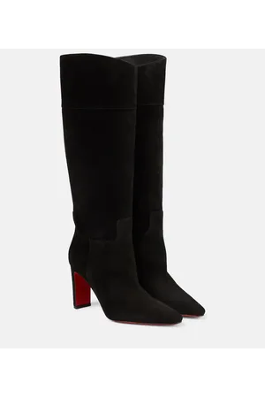 Christian Louboutin - Astrilarge Botta Pika Red Sole Studded Suede  Knee-High Boots in 2023