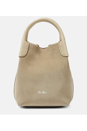 Cabas Sesia Leather Trimmed Canvas Tote Bag in Beige - Loro Piana