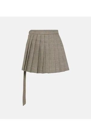 Herringbone wool-blend tweed mini wrap skirt