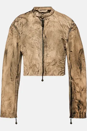 Acne Studios Cropped painted leather biker jacket