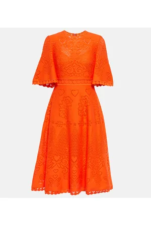 Orange lace 2024 midi dress