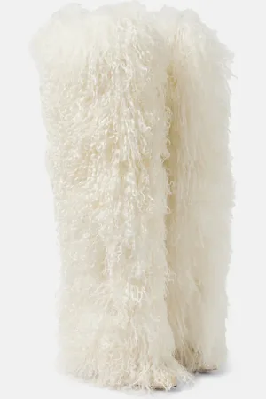 PARIS TEXAS Shearling over-the-knee boots