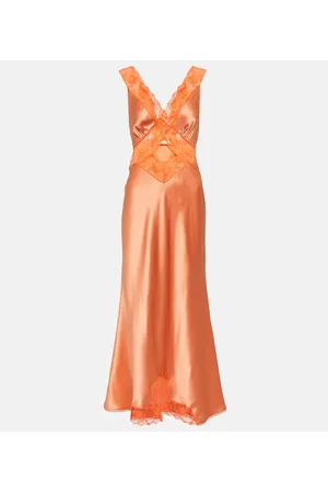 Orange silk hotsell midi dress