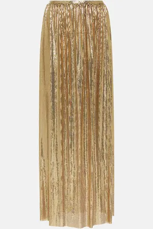 Paco rabanne High-rise metallic mesh maxi skirt