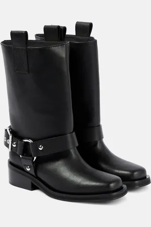 Ganni Faux leather biker boots