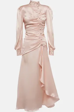 Alessandra Rich Ruched silk satin maxi dress