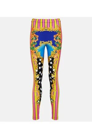 Buy Versace Multicolour Baroccodile-print Leggings in Nylon-blend