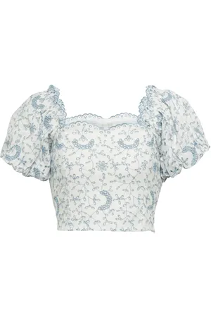 LOVESHACKFANCY Melina broderie anglaise crop top