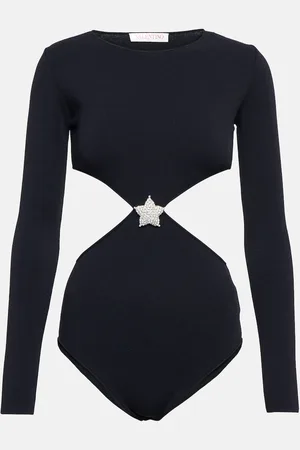 VALENTINO Embellished cut-out bodysuit
