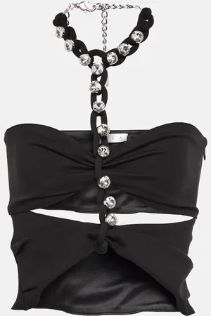 AREA Chain-link embellished halter top