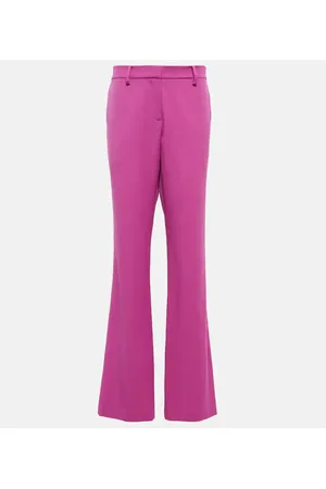 Purple low waisted pleated cuffed stretch Cigarette Pants
