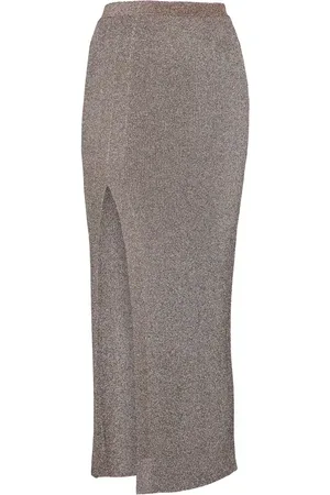 Missoni Metallic ribbed-knit midi skirt